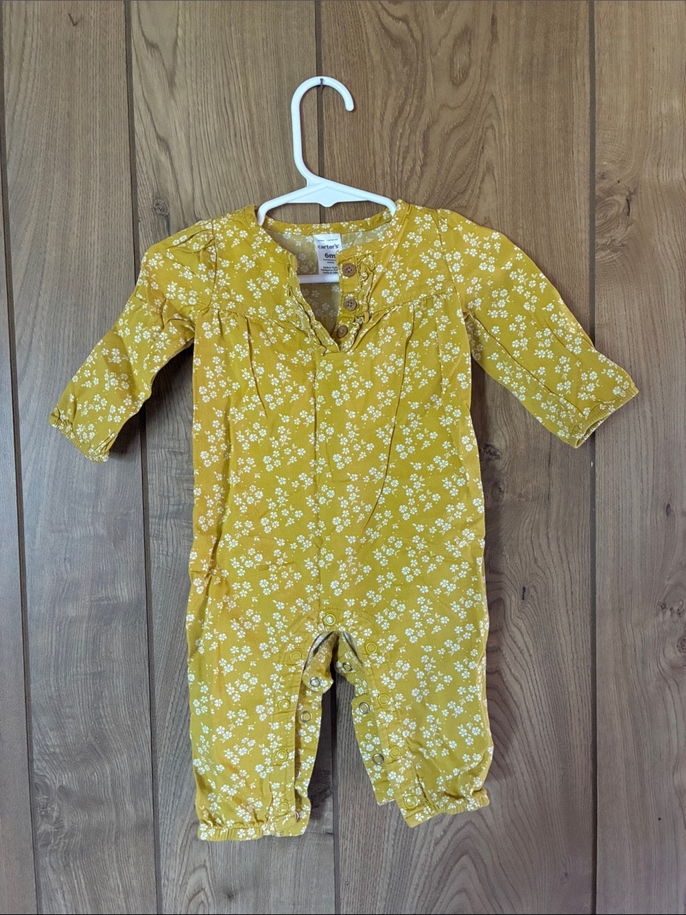Carter's Mustard Yellow Floral Long-Sleeve Baby One-Piece
